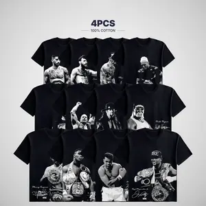 4-Pack UFC WWE BOXING Legends 100% Cotton Men's Fit Crewneck Casual Tee, WWE UFC BOXING Tshirt Fan, Gift for Him Gift For Her Essential Tees for Everyday Wear