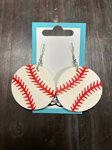 FAUX BASEBALL EARRINGS
