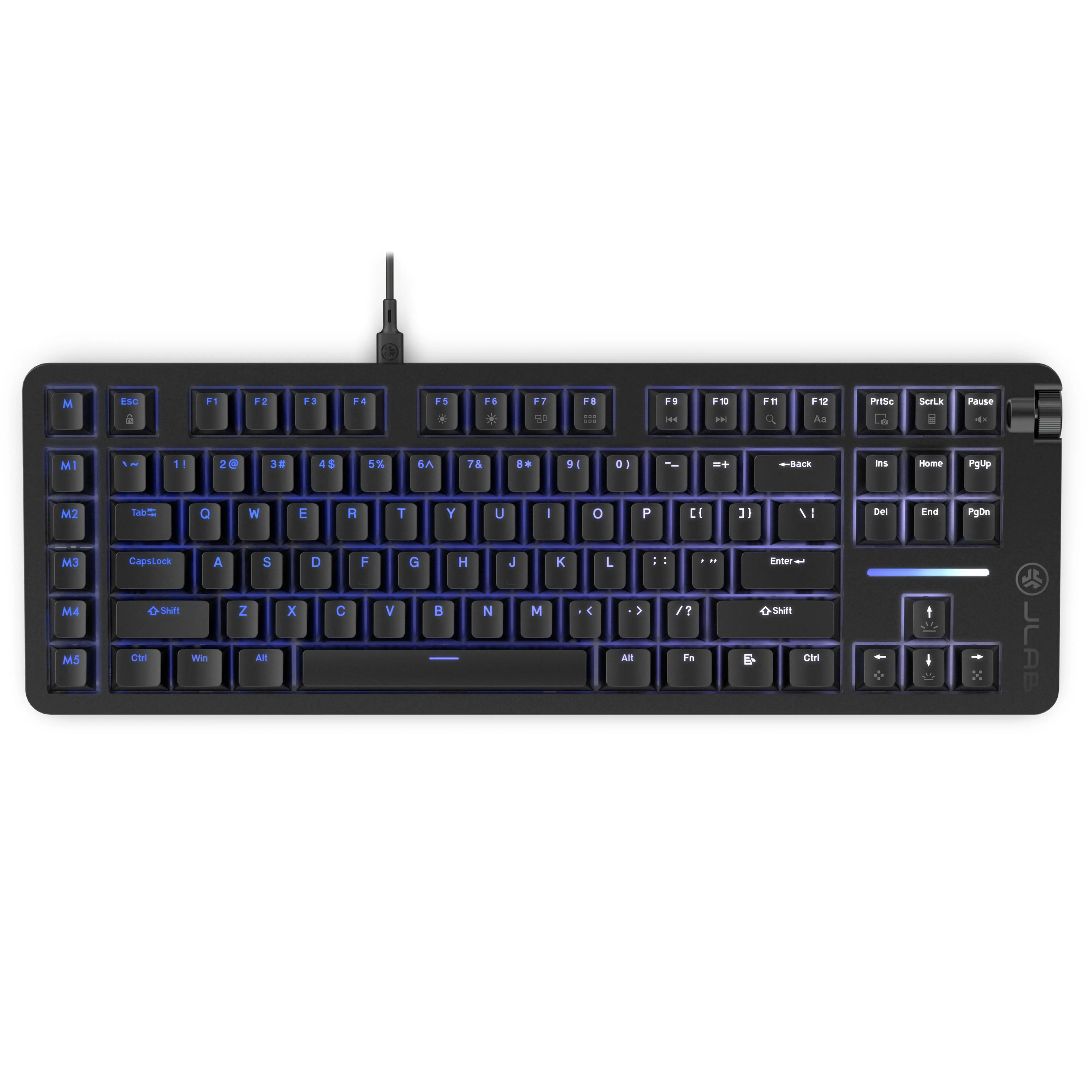 JLab Midnight TKL Wired Mechanical Esports Gaming Keyboard - Linear Switches, Per-Key RGB, NKRO, 1000Hz Polling Rate, Media Knob, Windows 11