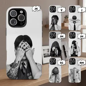 Vintage Bangtan Phone Case, Retro Black & White Aesthetic Case