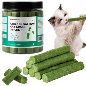 18 Pack Cat Grass Sticks, Delicious Cat Grass Teething Stick Edible Cats Chew Toy Cat Treats Snack for Teeth Cleaning and Hairball Removal