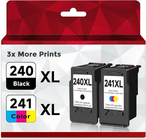 Canon 240XL 241XL Ink Cartridge Replacement for Canon PG 240 XL CL 241 XL Combo (1 Black 1 Color, 2 Pack) for PG240 CL241 for PIXMA MG3600 MG3620 TS5120 TS5100 MG3220 MG3520 MG2120 MX452 MX512 MX532 school supplies college back to school shopping DeskJet