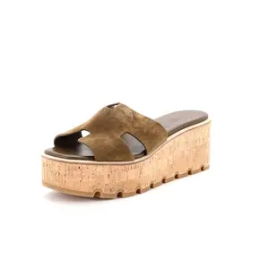 Pre-owned Hermes Women's Eze 30 Sandals Suede and Cork by Rebag
