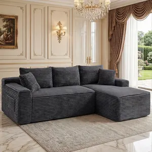 94.5" Modular Sectional Sofa Couch with L-Shape Chaise,Modern Boneless Sofa for Living Room,Loveset,No Assembly Required,Gray
