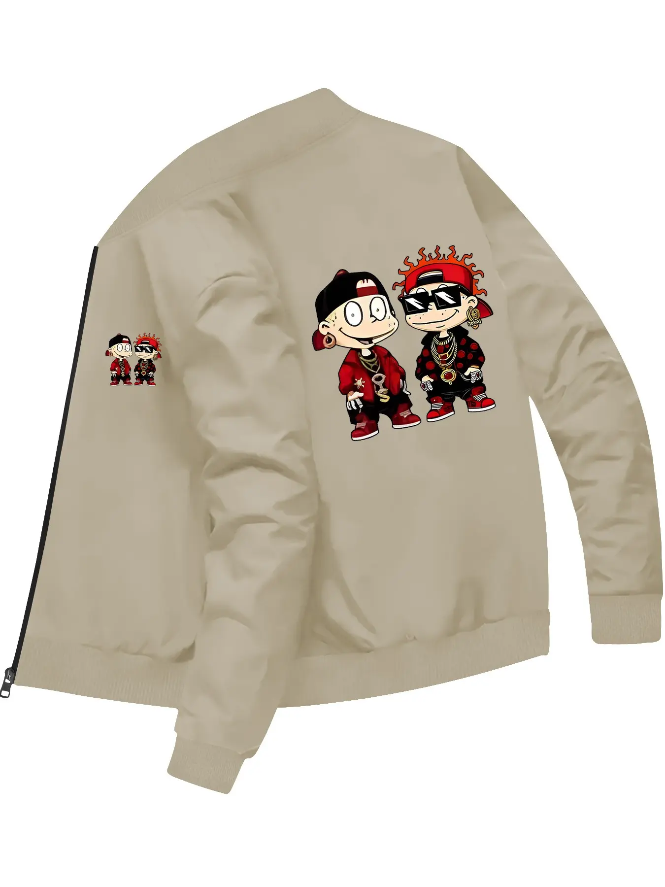 Trendy Cartoon Printed Long Sleeve Baseball Jacket for Men's Daily Casual and Fashionable Wear