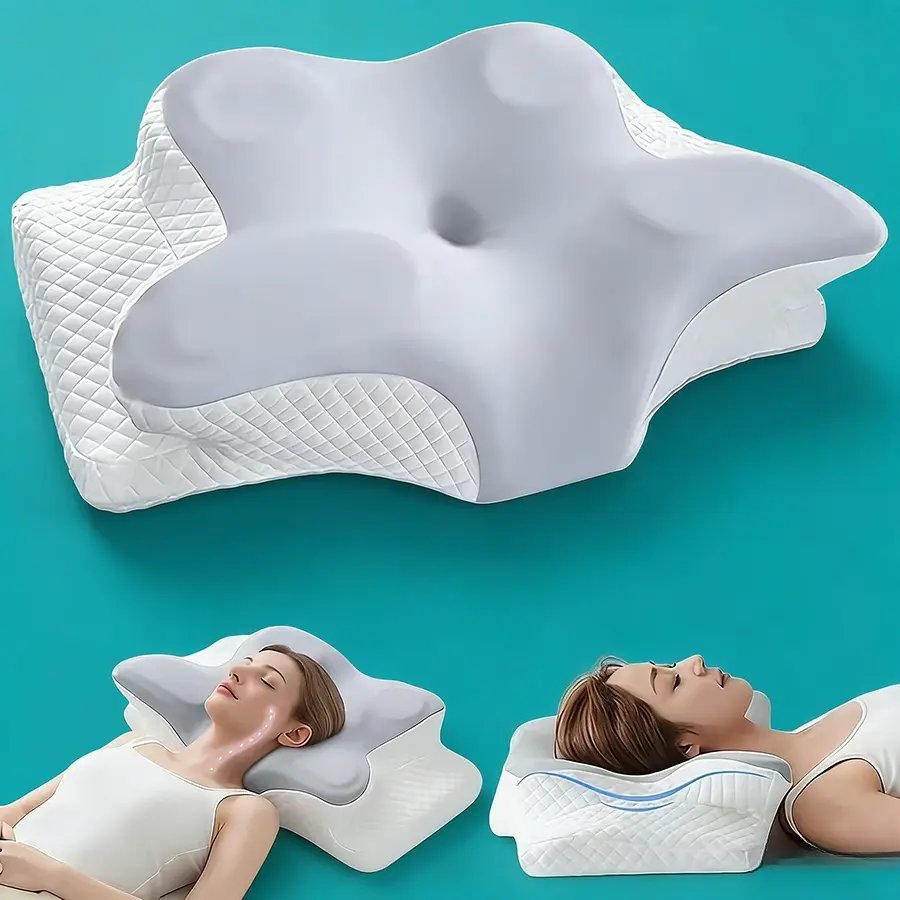 Classic Dual-Use Neck Pillow Butterfly Shape Slow Rebound Neck Support Pillow Polyester Material for Various Rest Positions