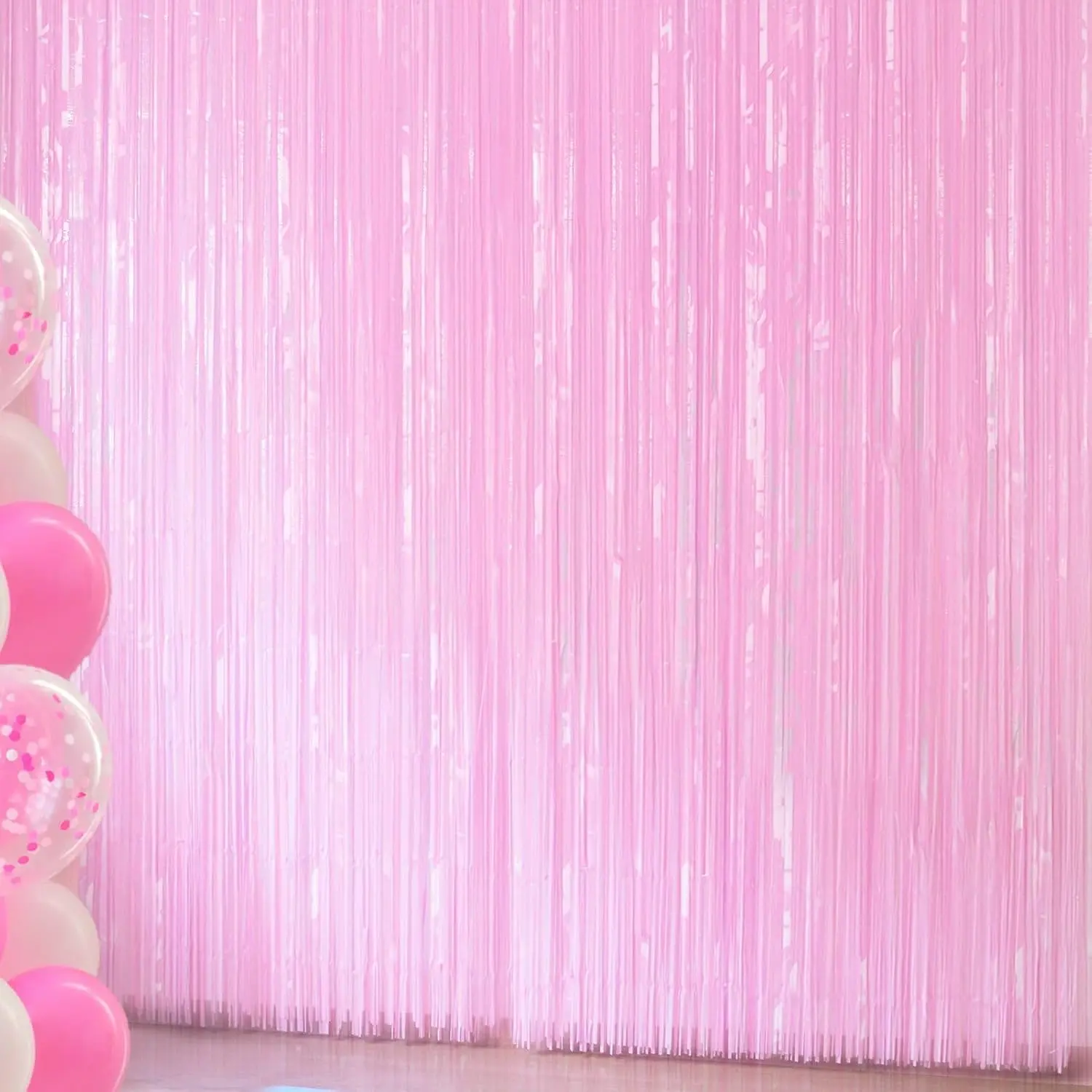 Pastel  Birthday Decorations - 4 Pack of 3.2x8.2ft  Foil Fringe Curtains Streamers Backdrop for  Shower Bridal Shower Birthday Valentines Party Decoration