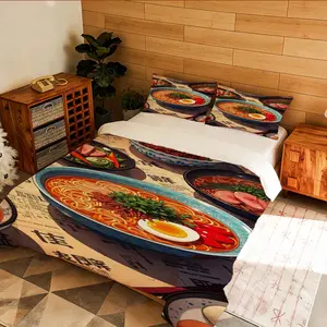 3PCS Colorful Chicken in Kitchen Illustration 1Duvet Cover + 2Pillow Shams (Inserts Not Included) – Ultra-soft & Skin-friendly, Machine Washable, All-season Use. A Cozy Sleep Set, Stylish Bedding, Breathable Material, Essential for Student Dorms.