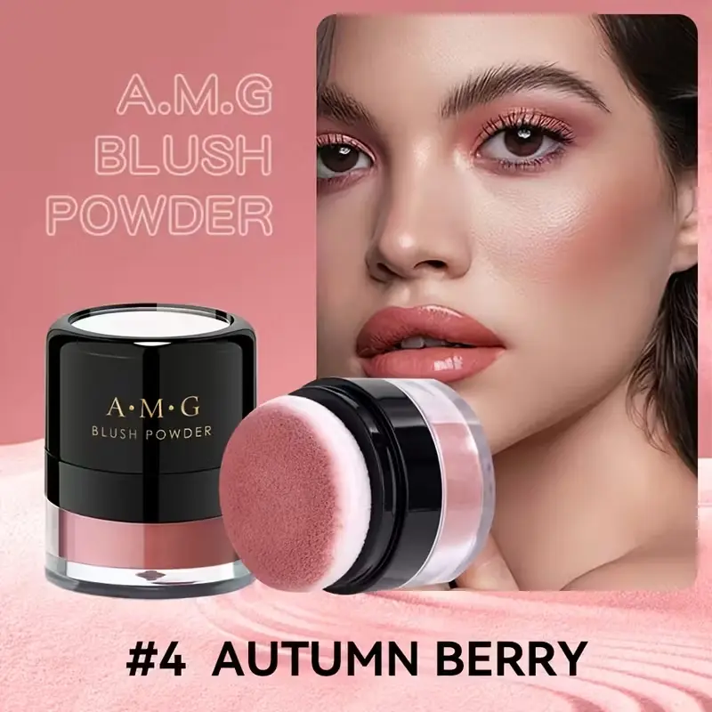 Mushroom Head Blush, Makeup beauty cosmetics, Cosmetics Products, Comes with a mushroom head puff and a makeup mirror, spreads evenly without clumping, easy to blend, available in four colors, suitable for all skin tones, lightweight texture