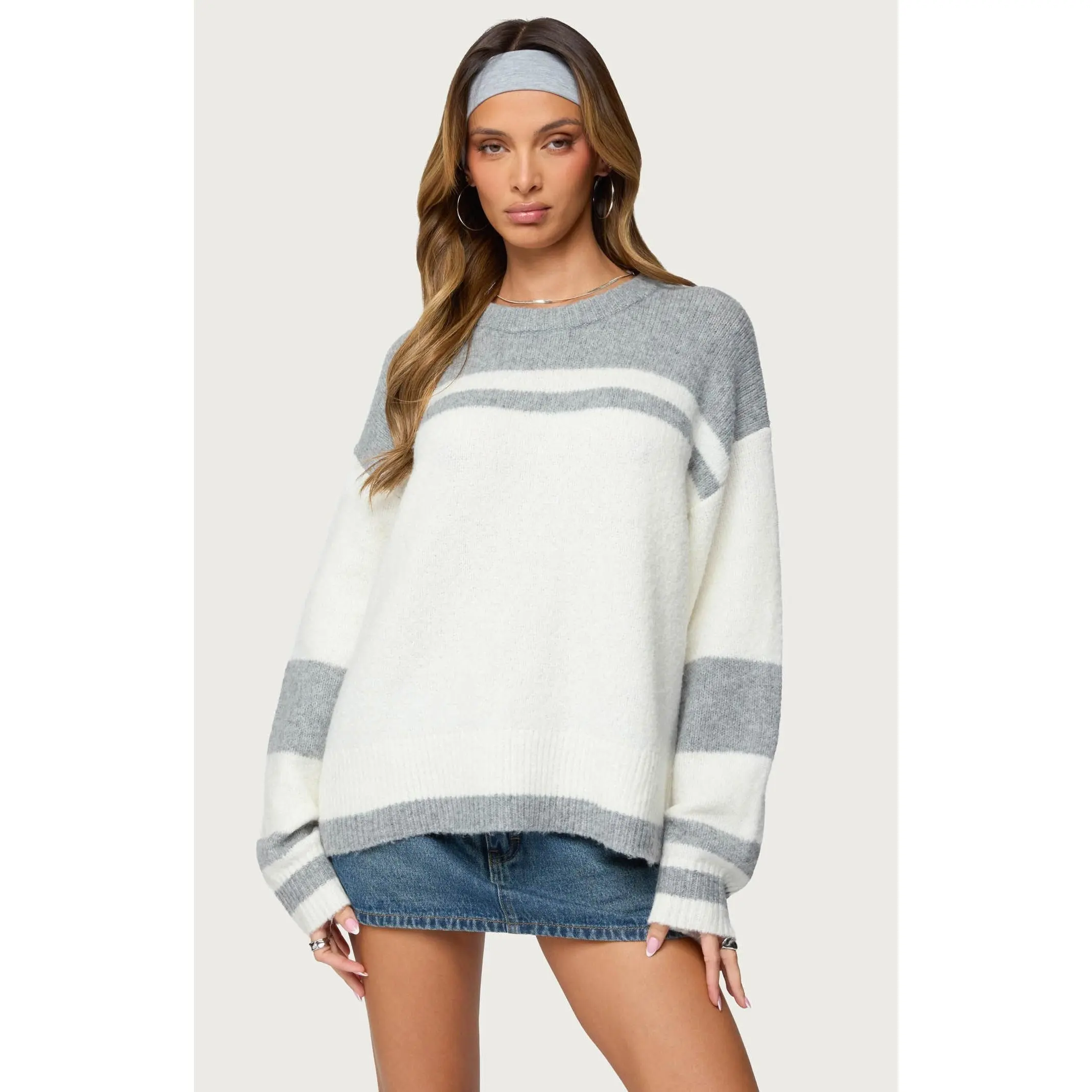Edikted Women's Nogah Stripey Oversized Sweater