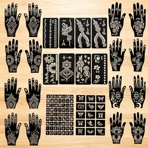 1Set Hollow Tattoo Stencil, Hand-drawn Artistic Design Waterproof Long Lasting, Unisex Portable Tattoo Template