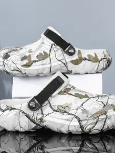 Men's Large Size Printed Holey Shoes, Summer Eva Anti-Slip Driving Sandals, Outdoor Beach Slippers, Couples' Wearable Footwear