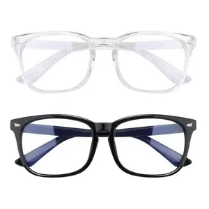 Transparent Computer Glasses Frames — Unisex, Blue-Light Blocking, Square-Shaped Optical Eyewear
