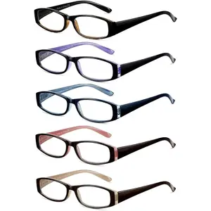 Reading Glasses Blue Light Blocking, 5-Pack Reading Glasses for Women with Comfort Spring Hinges, Anti UV/Glare Readers 1.75
