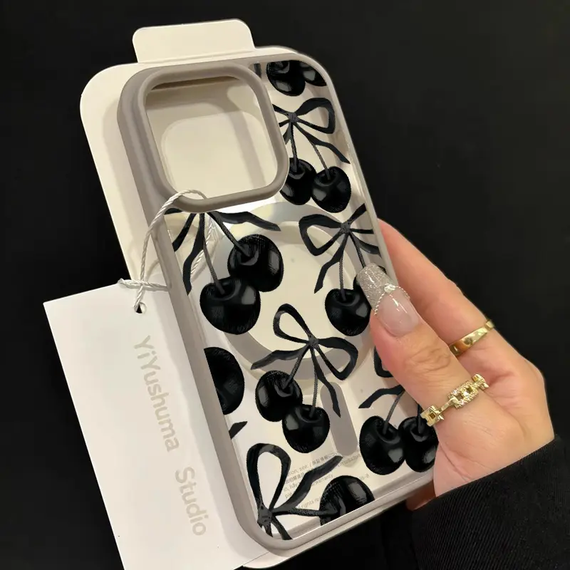 Luxury Magsafe transparent mobile phone case, suitable for iPhone 17 Air 16promax, 16 15pro 14PLUS 13 12Pro 11 Pro Max PLUS X XSMAX 17promax 16plus series mobile cherry phone case Magnetic wireless charging cover, decorative mobile phone cases