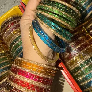 Rainbow Raindrop Glass Bangles Set (26 Pieces), Fashionable Bracelet, Jewelry Accessory, Vibrant Multicolored for Women & Friendship Use, Ideal for Festive Wear & Special Events