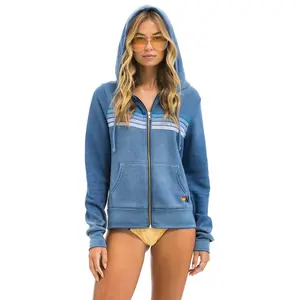 5 STRIPE HOODIE - FADED WATER