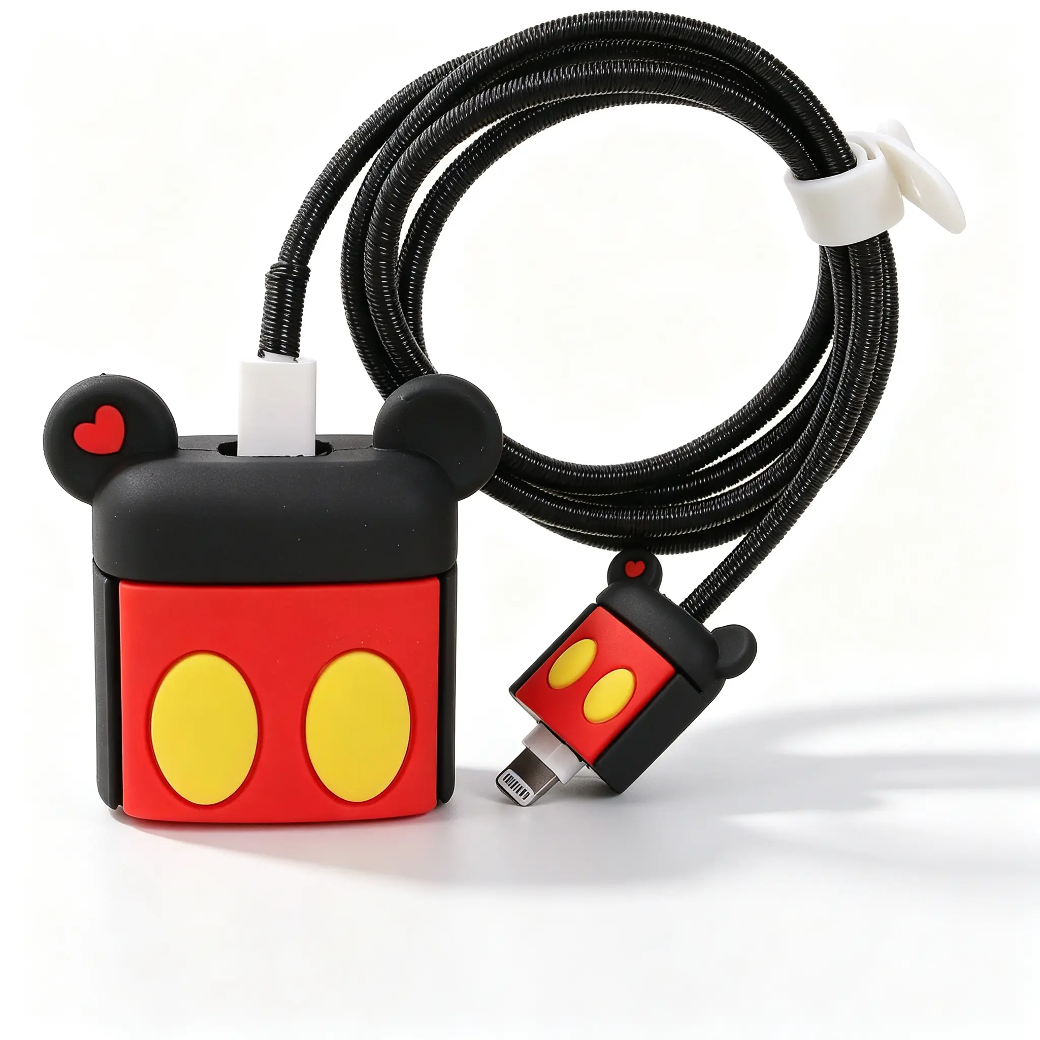 Disney Mickey And Minnie 4 Piece Charger Cable Protector Set Cute Cartoon Cover For Charging Block And Cord With Silicone Sleeve