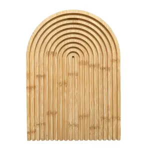 Handcrafted Grooved Wood Cutting Board - Boho Farmhouse Kitchen Decor & Serving Tray for Charcuterie, Bread, Cheese & Appetizers Aesthetic Board for Home, Counter, and Display