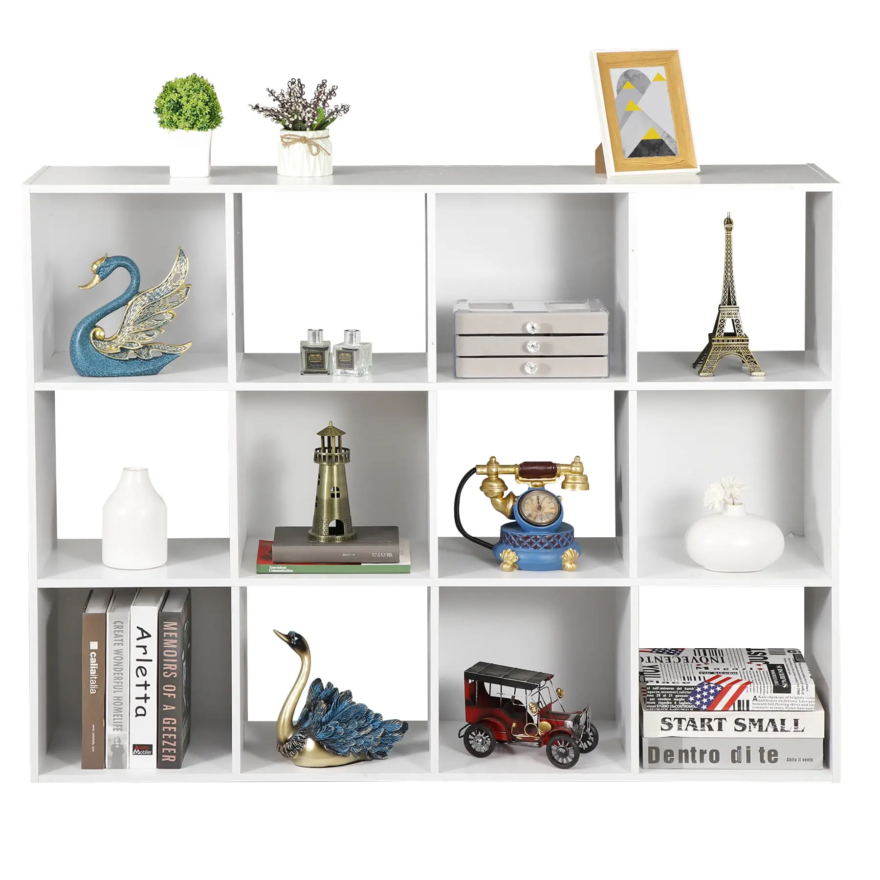 Segawe 12-Cube Storage Shelf Organizer - Durable, Stable Compartmentalized Shelving for Home Office, Modern Cube Shelves with White Aesthetic for Book Nook, Display Rack Storage Needs, Book Nook Shelving & Storage