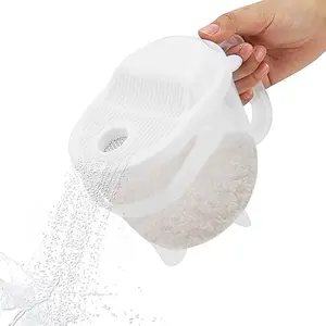 14oz Rice Washer Strainer Bowl with Top Drainer, Plastic Quinoa Grain Rice Washing Bowl Vegetable Fruit Pasta Strainer Kitchen Colander with Handle for Washing Rice, Multigrain, Grains Bean (1PCS)