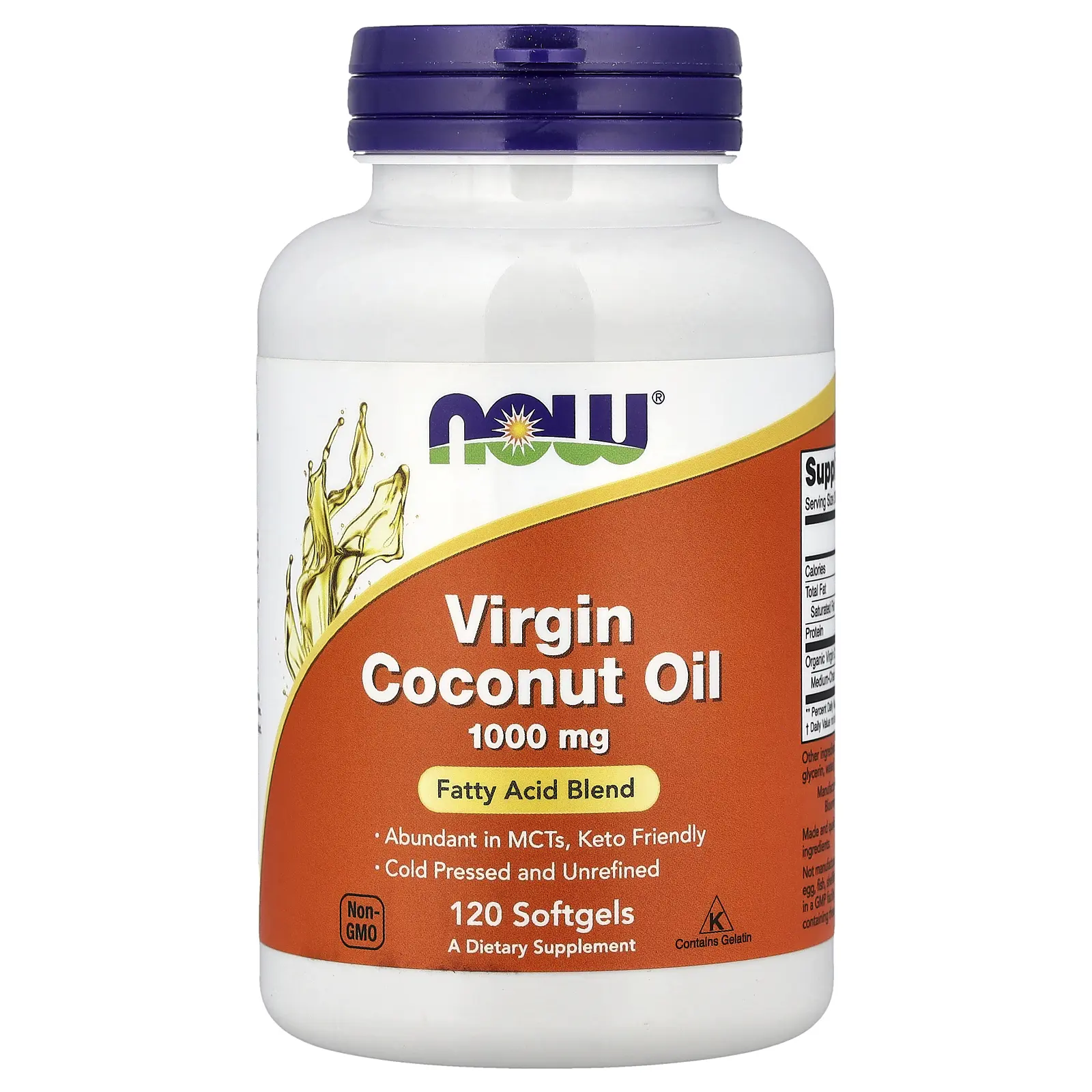 NOW Foods Virgin Coconut Oil, 1,000 mg, 120 Softgels