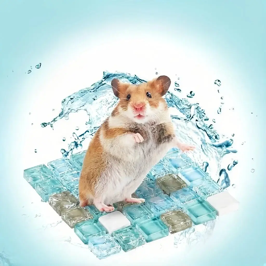 Crystal Hamster Cooling Pad, Chew-Proof and Tip-Resistant, Easy to Clean, Scalable Size Quartz Glass Ice Crack Bed for Summer, Small Pet Cage Decoration, Guinea Pig Cage Accessories