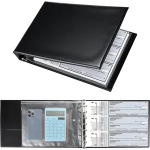 7 Ring Business Check Book Binder, 600 Checks Capacity for 9" x 13" Sheets, PU Leather Checkbook Holder with Zip Pouch