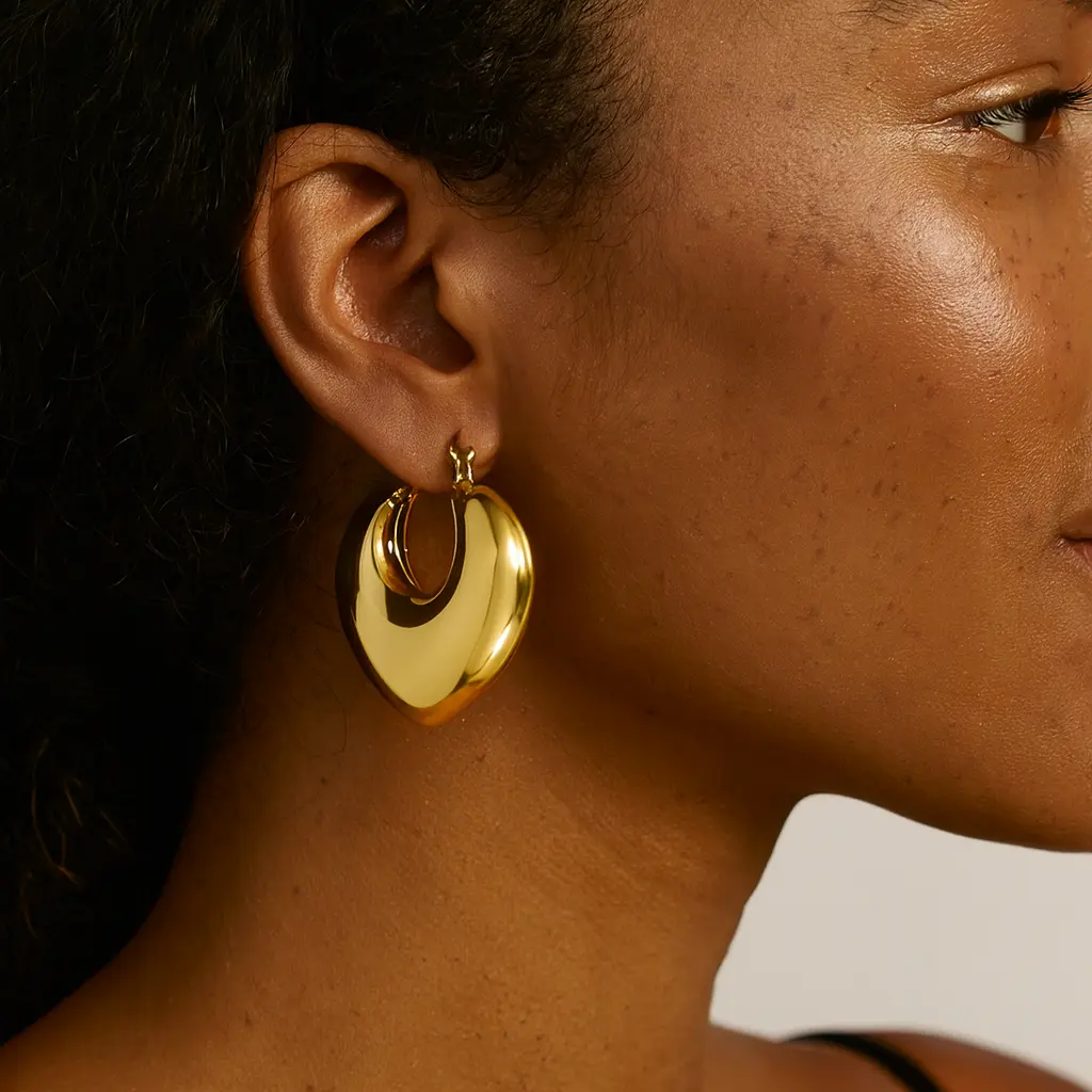 SACRÉ Chunky Gold Hoop Earrings for Women | 18K Gold Plated Thick Hoop | Hypoallergenic  Trendy Gold Hoops Earrings | Jewelry Gifts for Women huggie hoop