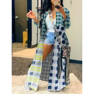 Women's Plaid Print Button Front Long Sleeve Collared Coat, Casual Comfort Collar Longsleeves Outerwear, Comfort Fitted Womenswear,  Winter Clothes Women,  Lady Tops Clothes, Fall Aesthetic Outfits