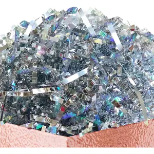 Metallic Iridescent  Crinkle Cut  Shredded Filler, 5OZ Sparkle  Unicorn   Shreds Raffia Tissue, Craft Bedding Cushion, For Christmas Gifts Wedding Birthday