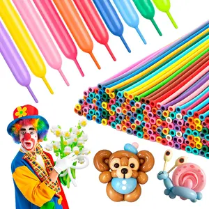 100pcs 260Q Mixed color Long Balloons DIY Animal Modeling Balloon Thickening Latex Twisting Balloons for tying balloons garland and Birthday Wedding Christmas Festival Party Decoration.