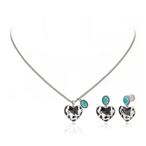 Wrangler Western Cowprint 2 pcs Jewelry Set - Necklace and Earrings for Women with Unique Cowprint Design Perfect for Western-Themed Outfits
