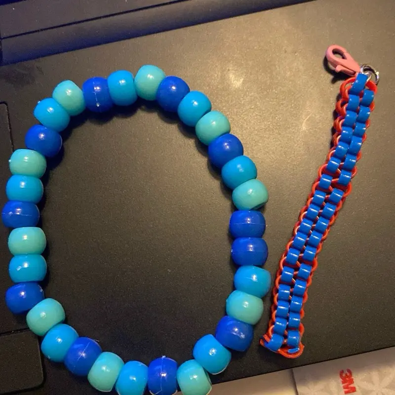 Jewelry and Keychains - Customizable Plastic Bracelet & Keychain Set in Blue and Orange Colors