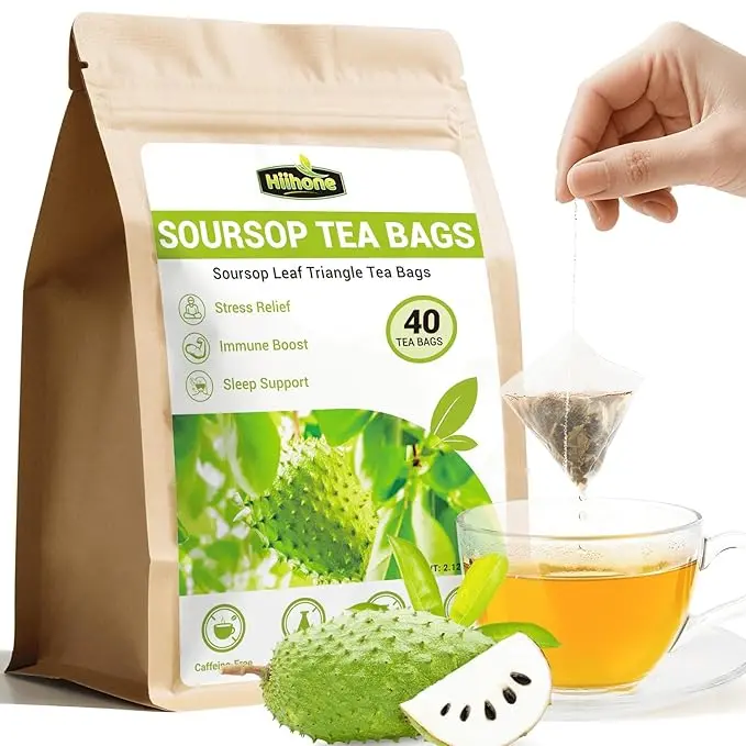 Soursop Leaf Herbal Tea (Graviola) - Caffeine & Sugar Free, 40 Teabags