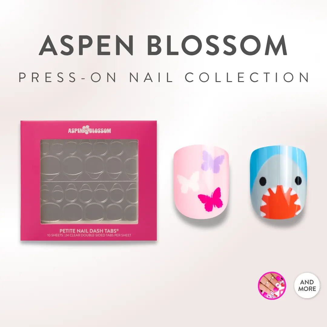 Red Aspen Kids Press On Nails Aspen Blossom Collection for Ages 8+ with No-Glue Tabs