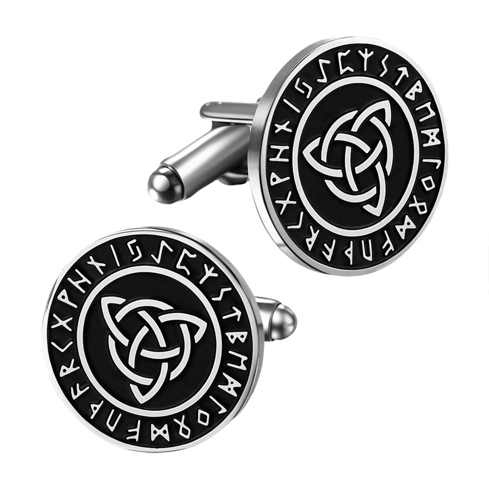 Men's Viking Metal Cufflinks: Celtic Knot Nordic Rune Round Cufflink Tuxedo Formal Cuff Link for Business Wedding summerwins