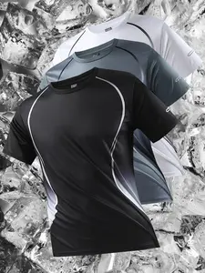 Men's Tee, Quick Drying Breathable Short Sleeve T-shirt for Summer, Casual Men's Top for Gym Workout Running