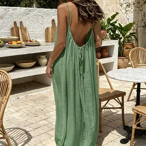 Women's Solid Color Cami Lounge Dress, Elegant Sleeveless Sleepwear for Summer, Lightweight Sleepwear for Indoor Wear & Comfort | Best-Selling Nightgown