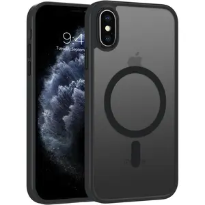 for  X Case,  Xs Phone Case Compatible with Magsafe   Translucent Matte  Slim Shockproof Anti-Scratch Anti-Yellow Protective  for  X/XS Case, Black