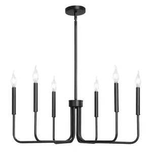 VEVOR 6-Light Chandelier,  Black Farmhouse Chandelier, Adjustable Height, Dining Room Hanging Light Fixture for Ceilings, Modern Chandelier for Bedroom, Foyer, Hall, Kitchen, Living Room and Entryway