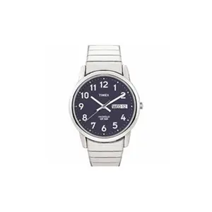 Timex T20031 Men's Classic Round Quartz Watch with Easy-to-Read Numbers, Luminous Indiglo Display, Stainless Steel Expansion Band