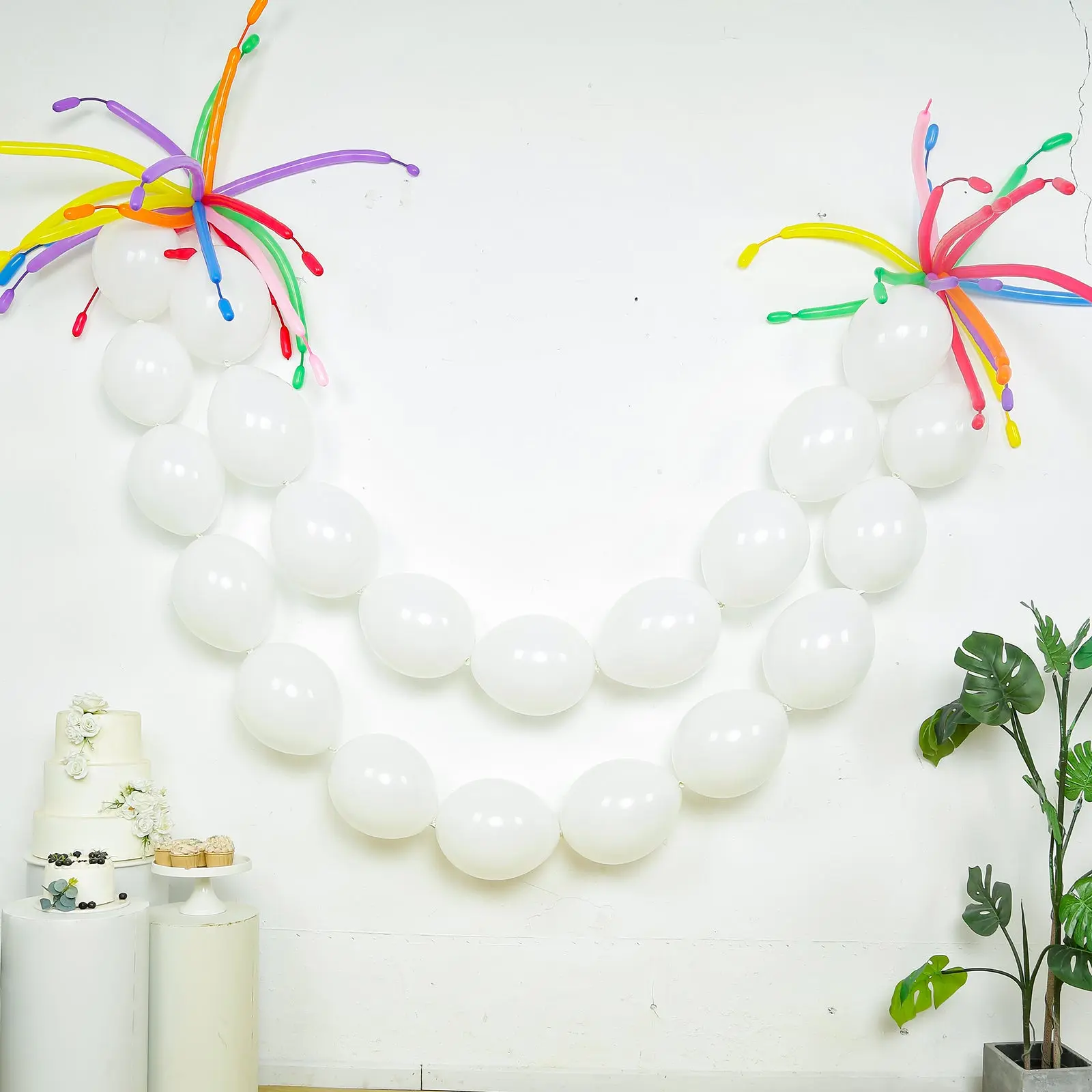 100-Pcs 12-In Biodegradable Latex Quick-Link Balloons, Matte Pastel White Chain Supplies for Party Balloon Decoration, Baby Shower Decor, Ceiling Installations