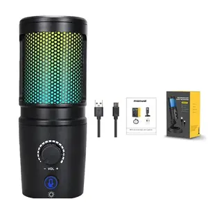 RGB Microphone USB Live Streaming Condenser Mic, Computer Gaming Recording with Lights, Wholesale Price, High-Quality Sound Quality, Dynamic RGB Mic