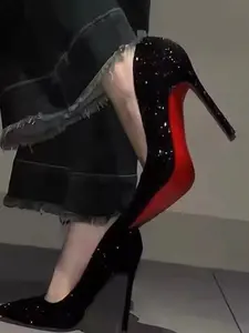 Women's High Heel Shoes, Thin Heels Spring & Fall New Design, Sparkling Crystal Elegant Wedding Shoes, Pointed Toe Career Sexy Single Shoe