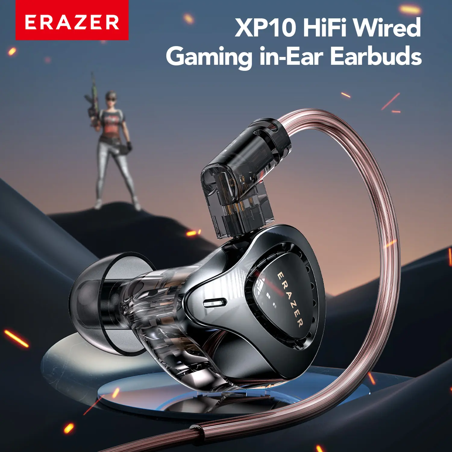 ERAZER XP10 Portable Wired In-Ear Earphone, Wired Headphones With Mic, HiFi Subwoofer Noise Cancelling Wired Earphones for Game Sports, 3D Stereo Sound Headphones For Gym & Sports & Game, Headphones 8D Audio, Electronic Audio Earbud