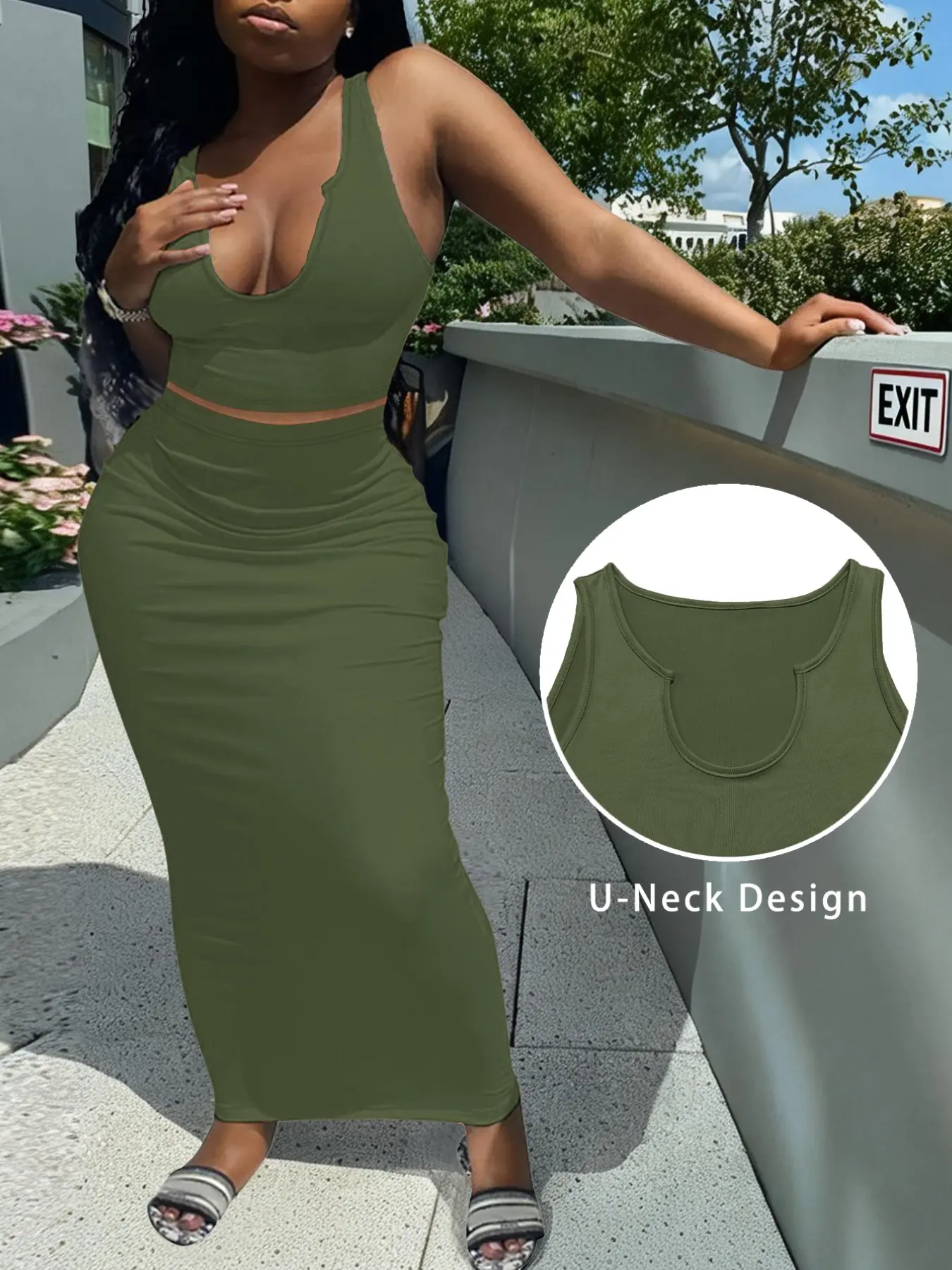 Women's Casual Basic Simple Minimalist Fitted Skirt Sets & Sleeveless Tops Set Outfit, Ladies Half Skirt, Comfortable and Stylish, Perfect for Everyday Wear, Fashionable Women's Clothing, Summer Outfit Set, Two Pieces Sets