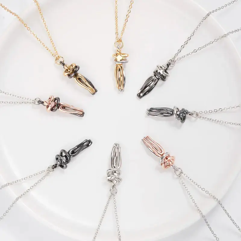 Lena Hug Pendant Necklace, Unisex Multi-Size Cable Chain Necklace with Brass Finish, Ideal Gift Ideas for Fashion Enthusiasts