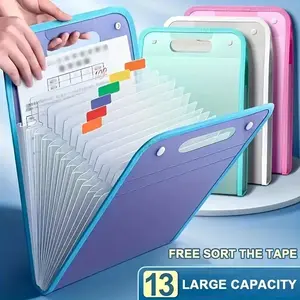 Sky Blue A4 File Folder with Handle, Waterproof, 13 Pocket Expanding Document Organizer, Ideal for Students, Business, Travel