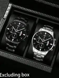 2-Piece Sport Luminous Watches Set - Men's Calendar Quartz Watch with Hands